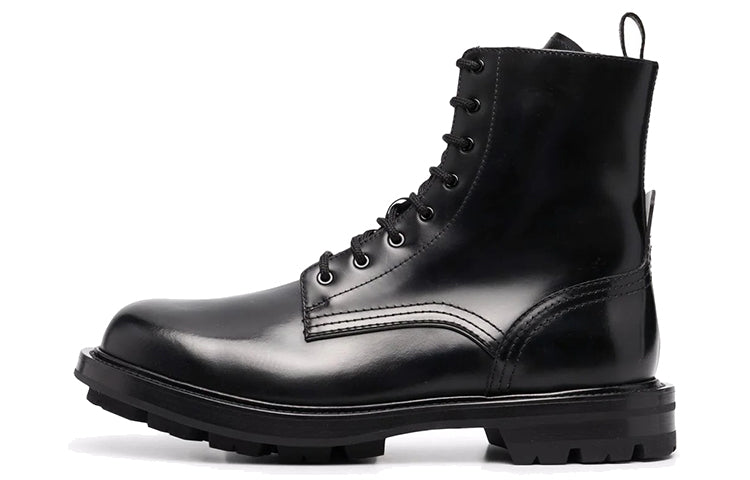 Alexander McQueen Polished Leather Combat Boots 'Black' 683569WHZ801000