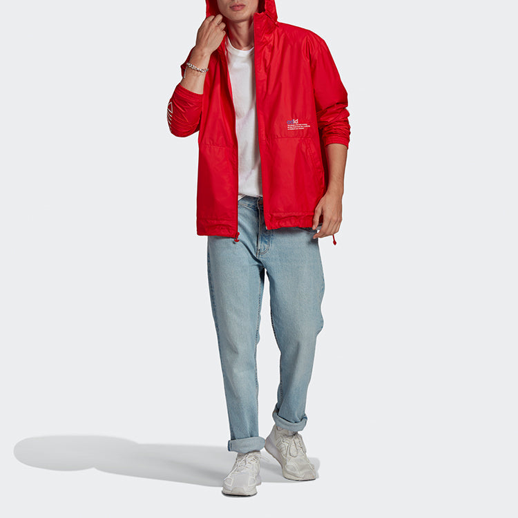 adidas originals MENS FTO WB Printed Retro Sports Hooded Jacket Red GN3561