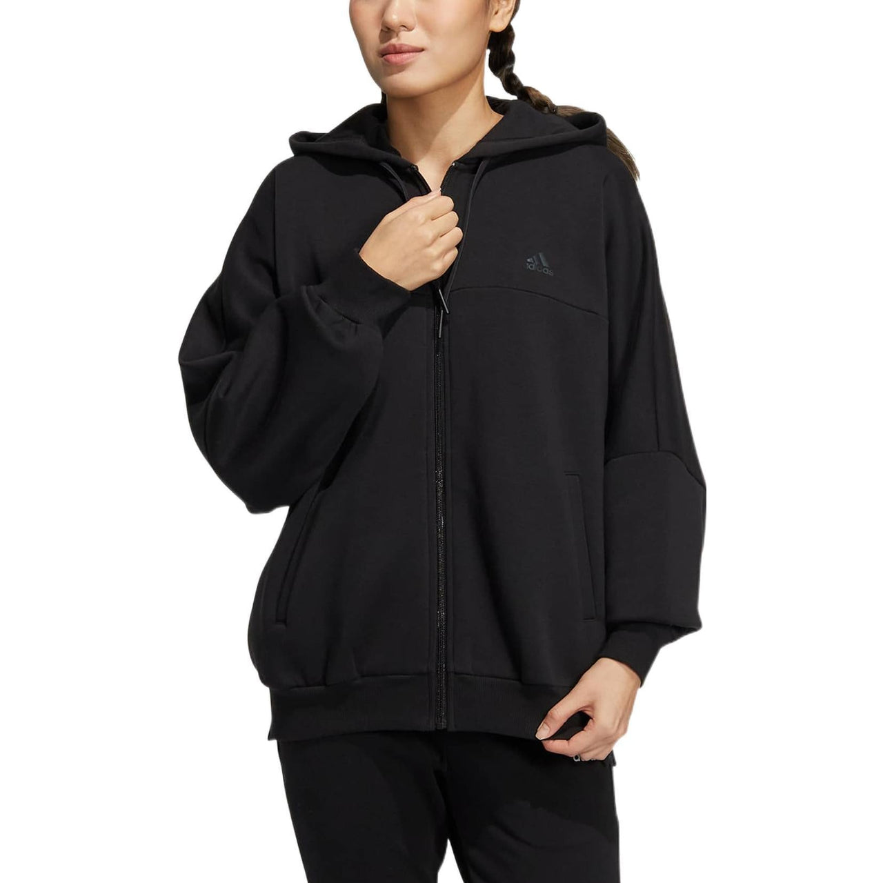 (WMNS) adidas Word Fleece Hoodie 'Black' HM2814