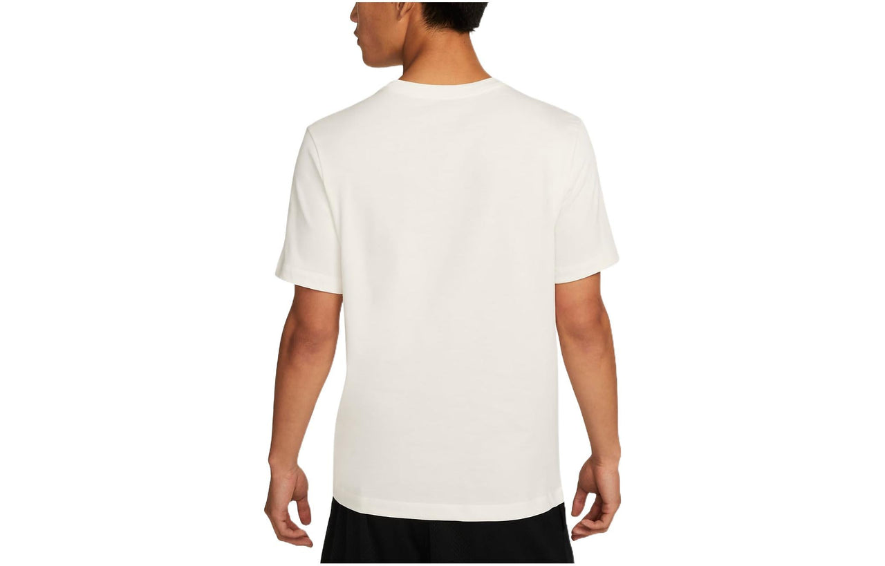 Men's Nike Geometry Printing Round Neck Short Sleeve White T-Shirt DR7634-133