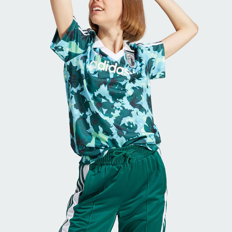 (WMNS) adidas Allover Print Short Sleeve Jersey 'Green Blue' IR9809