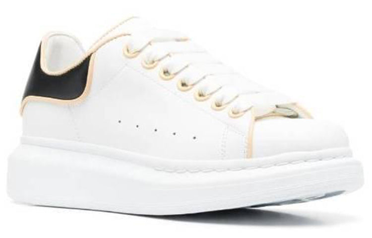 (WMNS) Alexander McQueen Oversized Leather Sneakers 'White Black' 733003WHJE58808