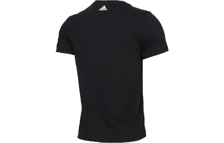 adidas Alphabet Printing Sports Stylish Round Neck Short Sleeve Black DY8721