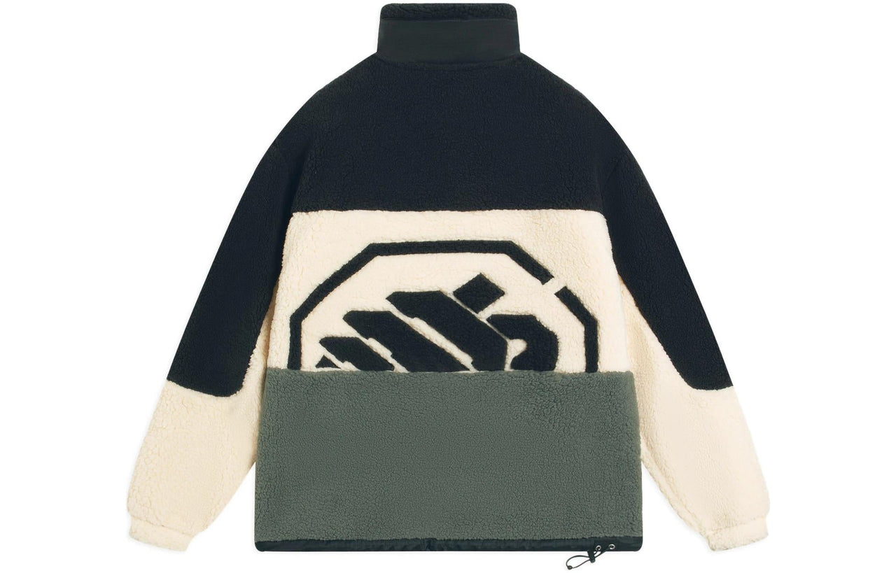 Li-Ning BadFive Graphic Color Block Polar Fleece Jacket 'Black Beige' AFDSA71-3