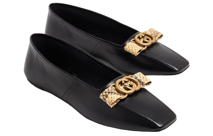 (WMNS) Gucci Leather Ballerina Flats With Ribbon And Bow 'Black' 726052-AABEZ-1244