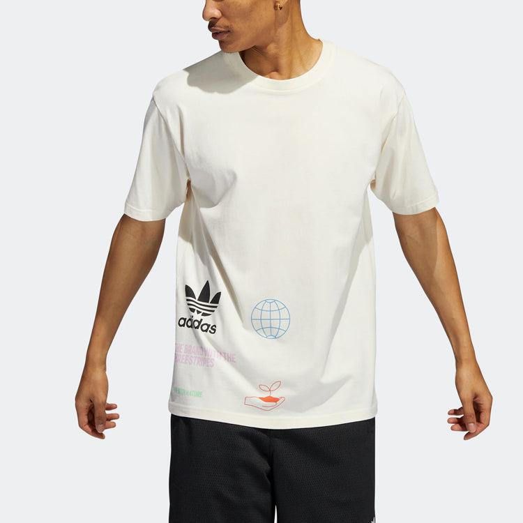 adidas Made with Nature Multi Logo Tee 'Ivory White' HI2963