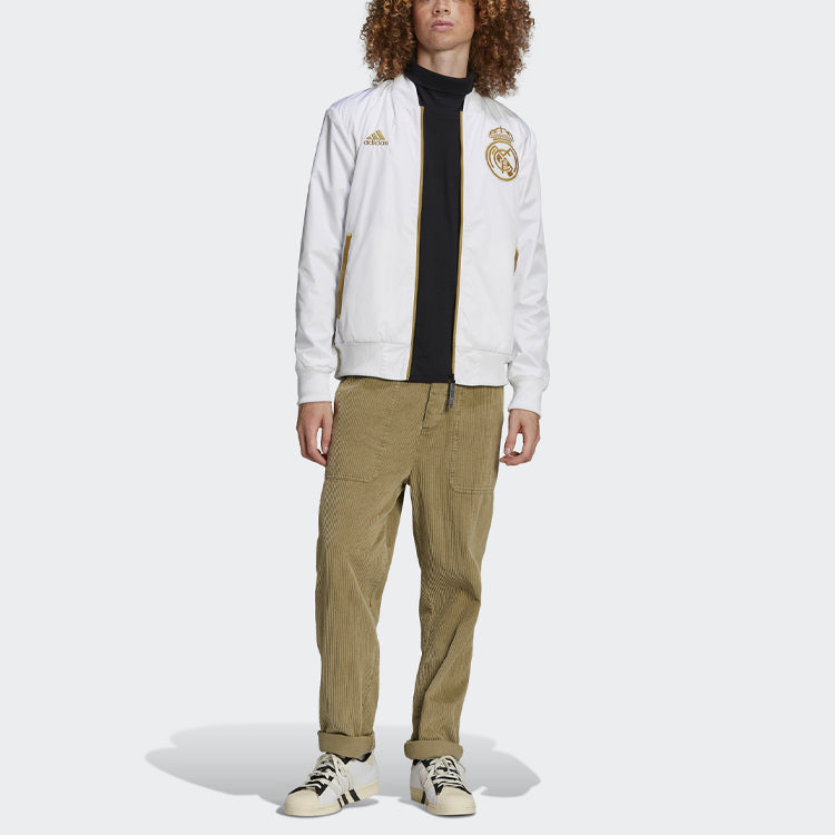 adidas Real Lny Bomber limited Real Madrid Soccer/Football logo Sports Jacket White HA2530