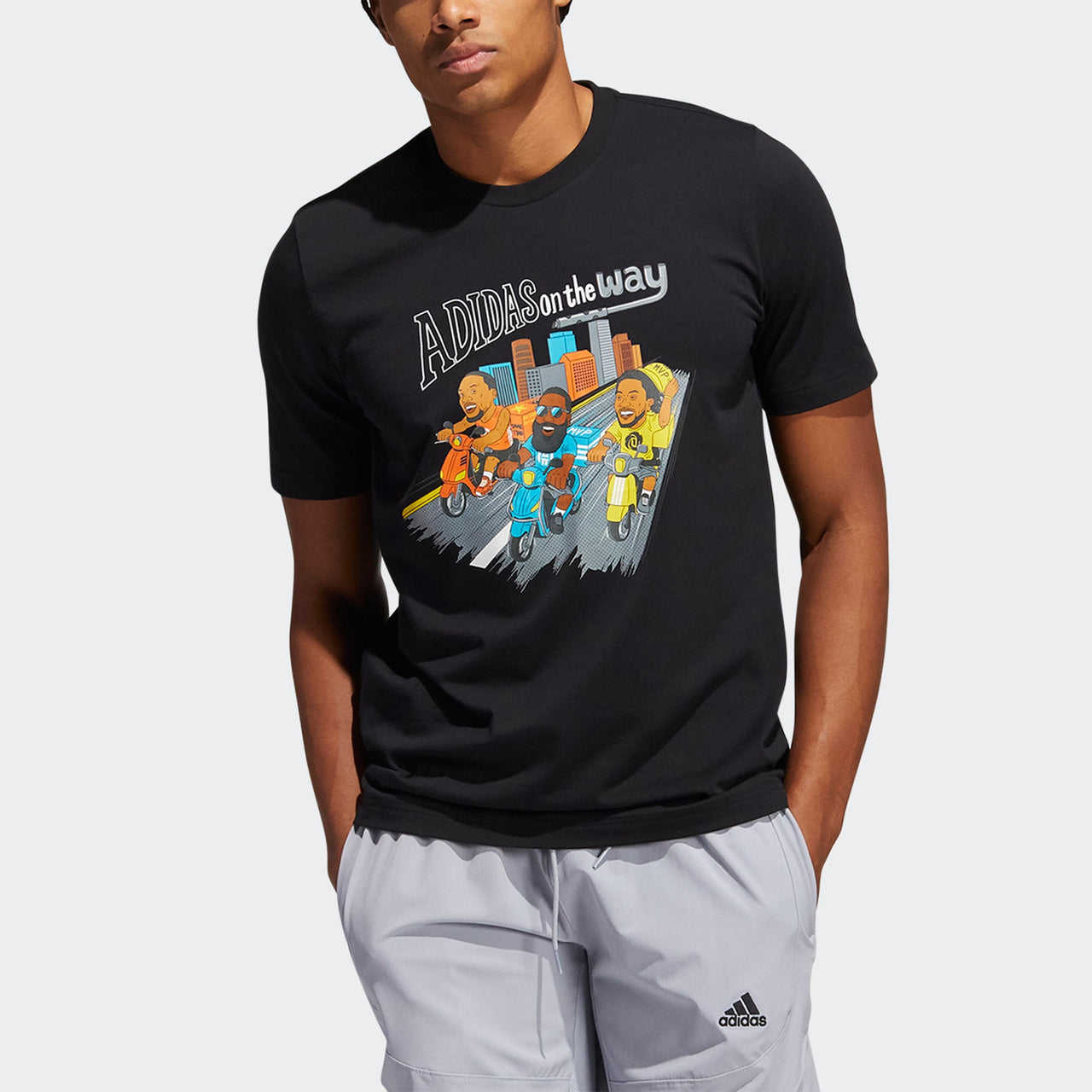 adidas CHINA S1 Tee Basketball Cartoon Printing Sports Round Neck Short Sleeve Black HB6167