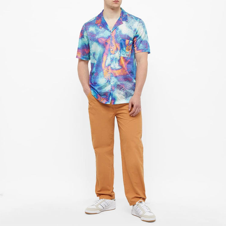 adidas originals Full Print Tie Dye Color Block Printing Embroidered Logo Short Sleeve Shirt Multicolor HT1647