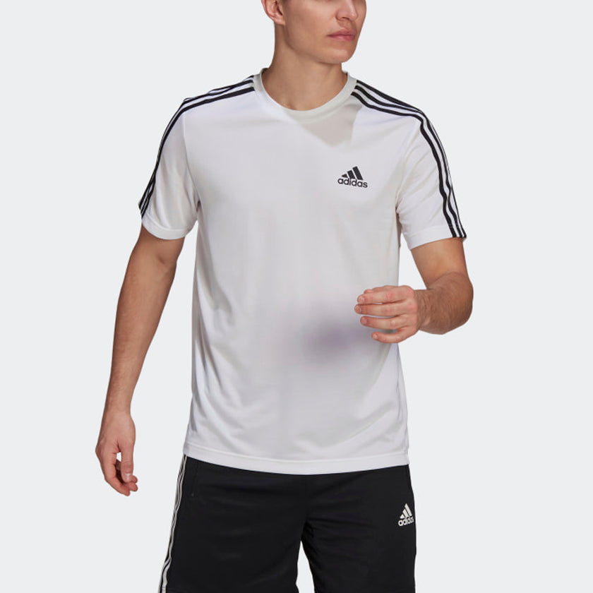 adidas Aeroready Sports Triple Stripes Short Sleeve Men's White GM2156