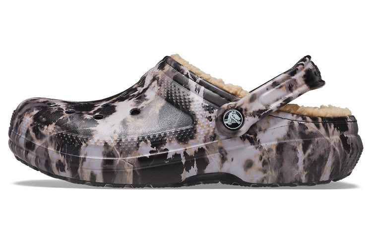 Crocs Classic Lined Bleach Dye Clogs 'Black White Beige' 207299-001