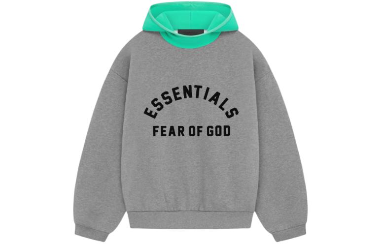 Fear of God Essentials SS24 Nylon Fleece Hoodie 'Dark Heather Oatmeal Mint Leaf' 202SP244312F