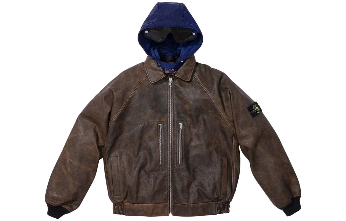 Supreme x STONE ISLAND FW23 Week10 Leather Bomber Jacket 'Brown' SUP-FW23-165