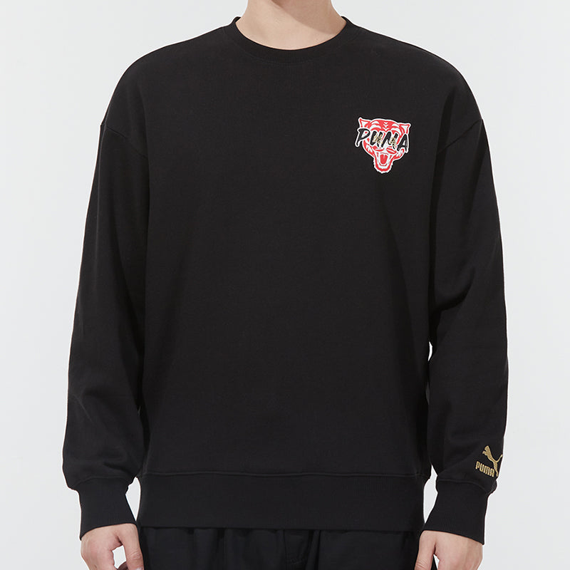 PUMA Funny Logo Sports Pullover Round Neck Black 536574-01