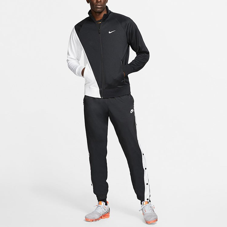 Nike Logo Colorblock Zipper Sports Jacket Black White Colorblock 'Black White' BV5288-010