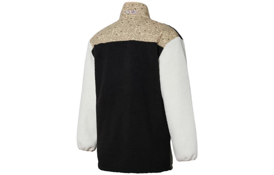 PUMA Cuff Stand Collar Casual Jacket 'Black Green White Tan' 534984-56