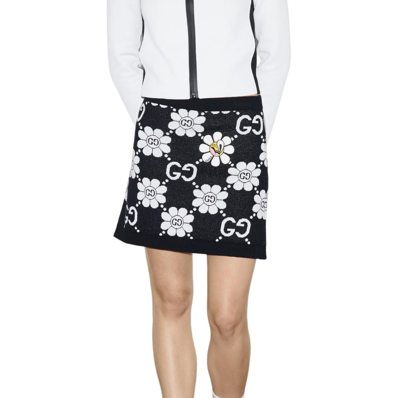 (WMNS) Gucci GG Flower Cotton Jacquard Skirt 'Black White' 782225-XKDZ2-1080