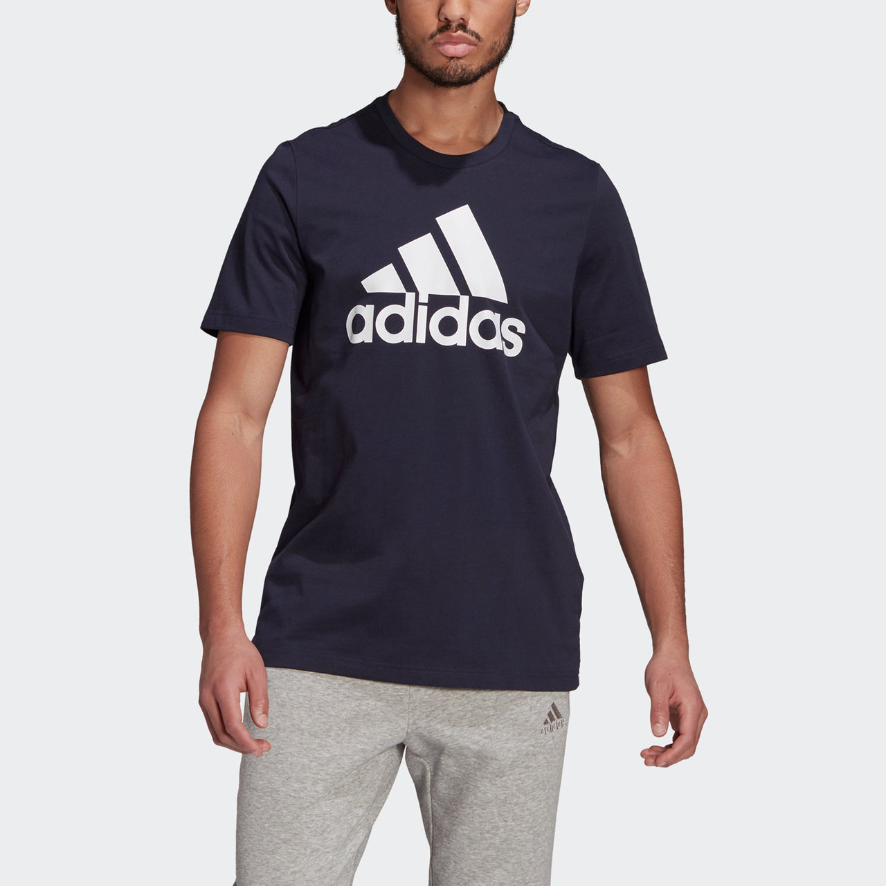 adidas M Bl Sj T Logo Printing Sports Round Neck Short Sleeve Blue GK9122