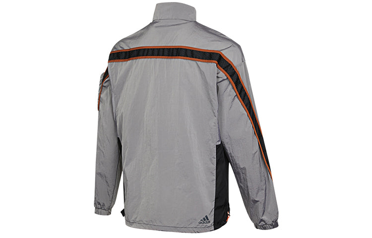 adidas Sports Stylish Stand Collar Cardigan Jacket Black Gray Colorblock GP0843