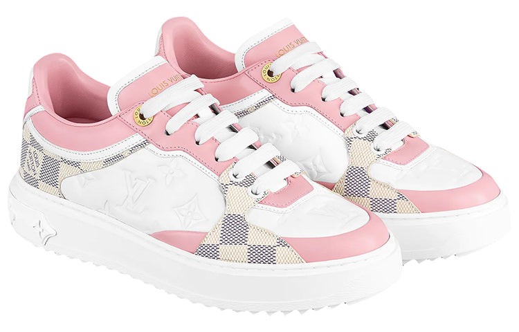 (WMNS) LOUIS VUITTON Time Out Sneakers 'White with Plaid and Logo Monogram' 1A9PYU