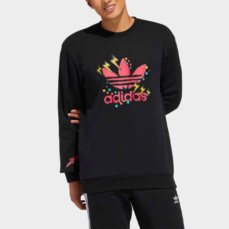 adidas originals Fangtastic Series Disney Mickey Printing Sports Round Neck Pullover Black H37058