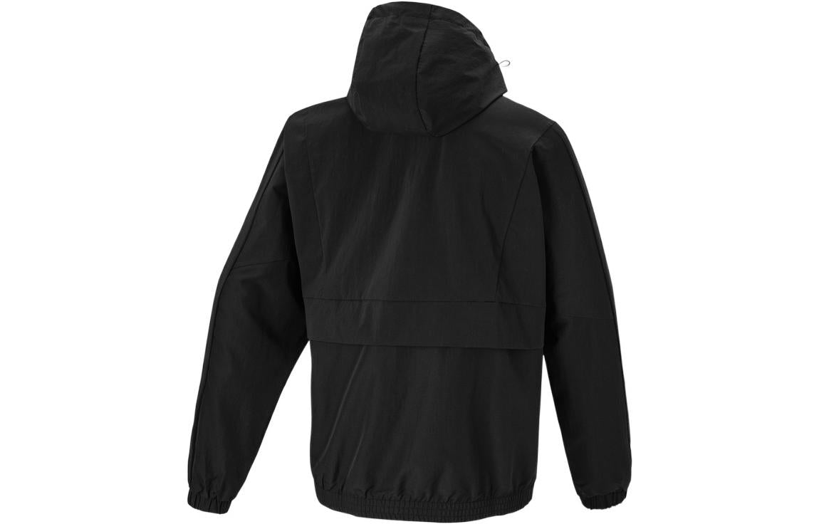 Men's adidas Loose Logo Casual Woven Windproof Hooded Jacket Autumn Black H40211