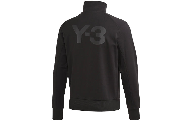Men's Y-3 Printing Logo Stand Collar Zipper Long Sleeves Jacket Black FN3376