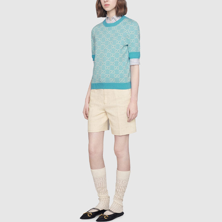 (WMNS) Gucci GG Cotton Wool Piquet Top 'Light Blue' 629456-XKBHQ-4692