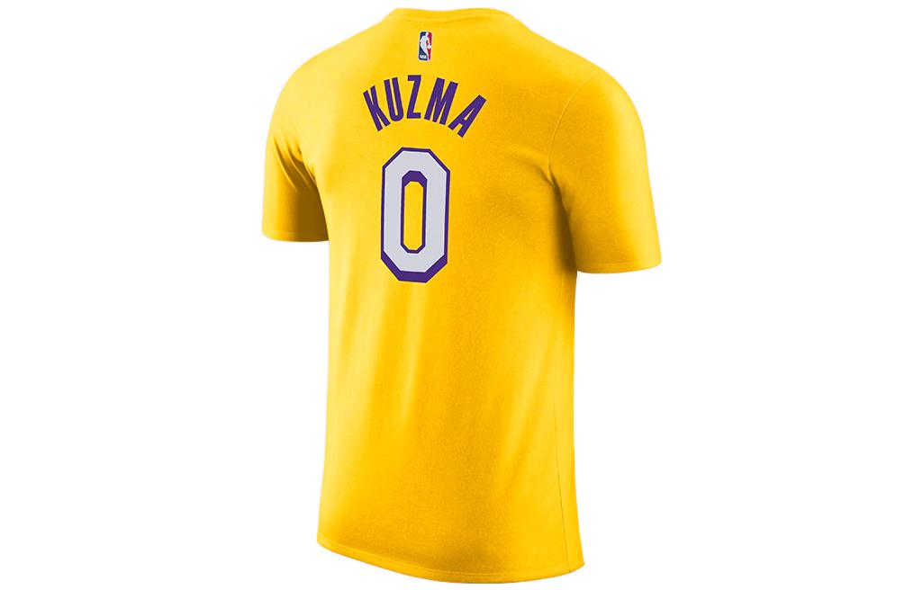 Men's Nike Alphabet Numeric Printing Basketball Sports Short Sleeve City Version Lakers Kuzma No. 0 Yellow T-Shirt BV8795-704