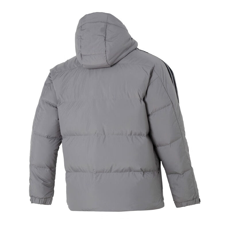 adidas 3-Stripe Puff Down Coat 'Gray Black' IT8733