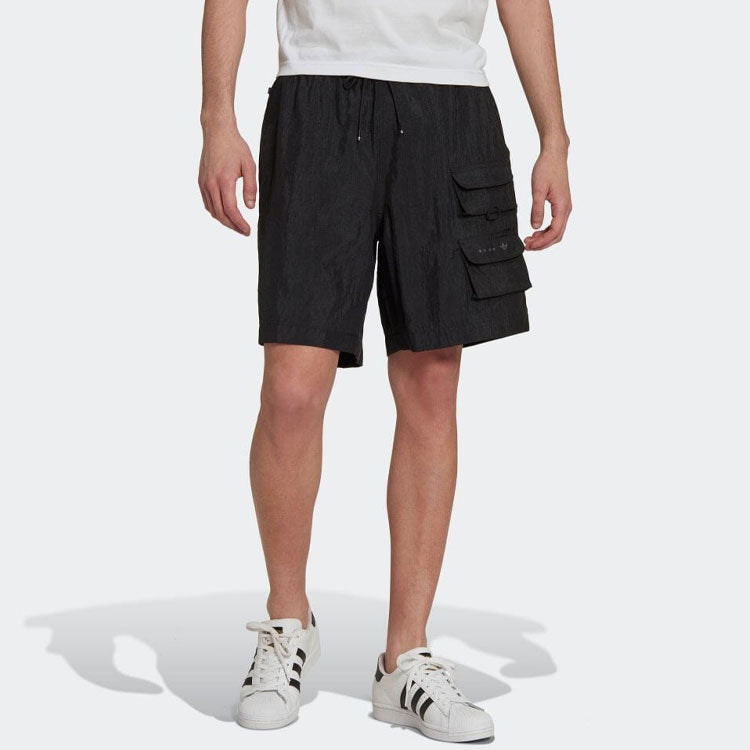 adidas Solid Color Multiple Pockets Lacing Shorts Black HS8889
