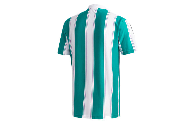 adidas originals Stripe Splicing Clatsopjrsy Short Sleeve White Green DU3927