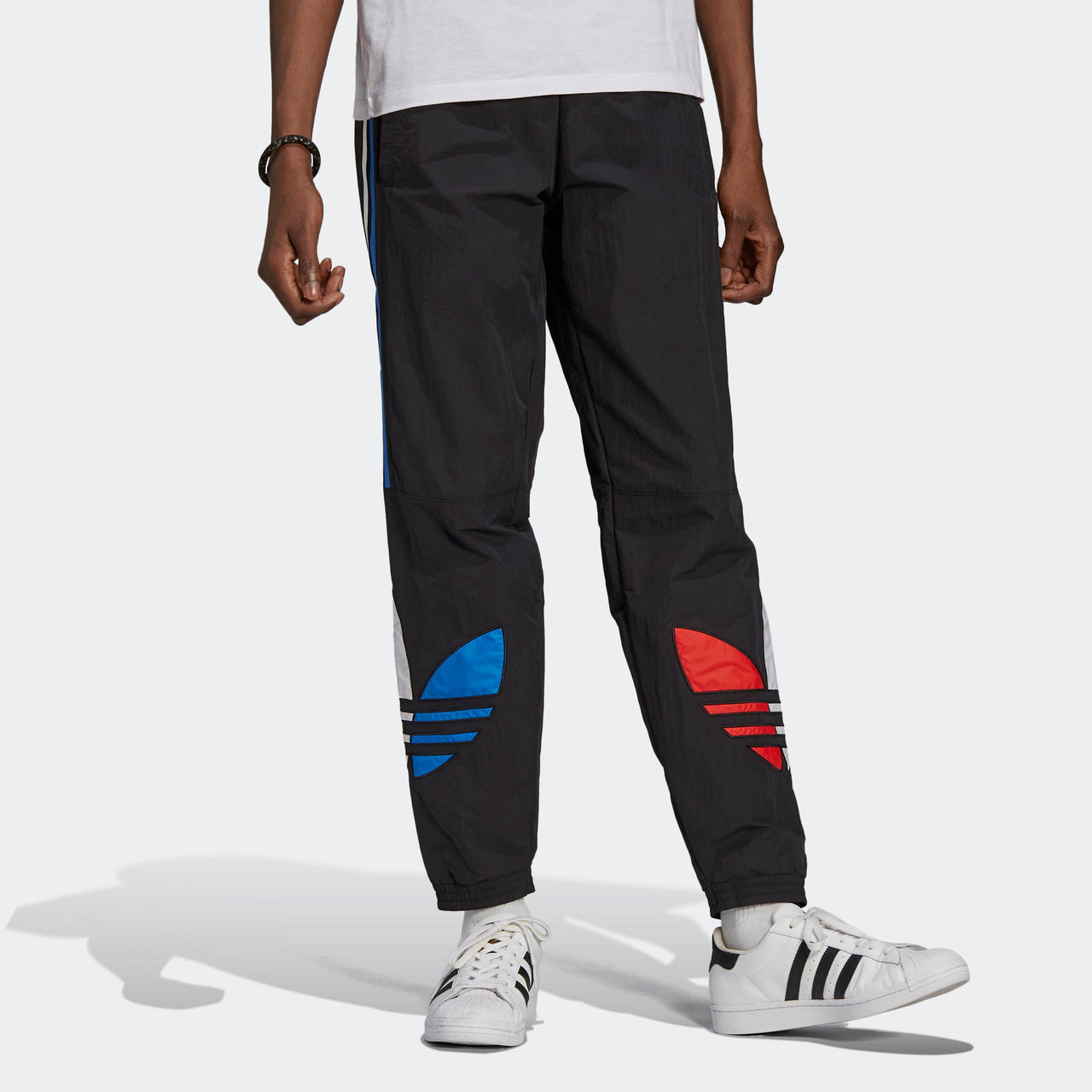 adidas originals MENS Tricol Logo Printed Ankle-banded Sports Pants Black GN8046