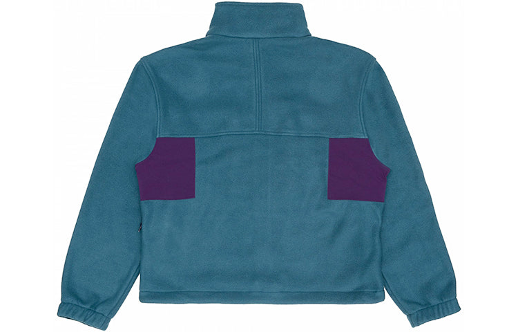 Men's Nike Colorblock Stand Collar Fleece Zipper Dark Sapphire Blue Jacket 'Midnight Turq Grdppl Black' BQ7198-347