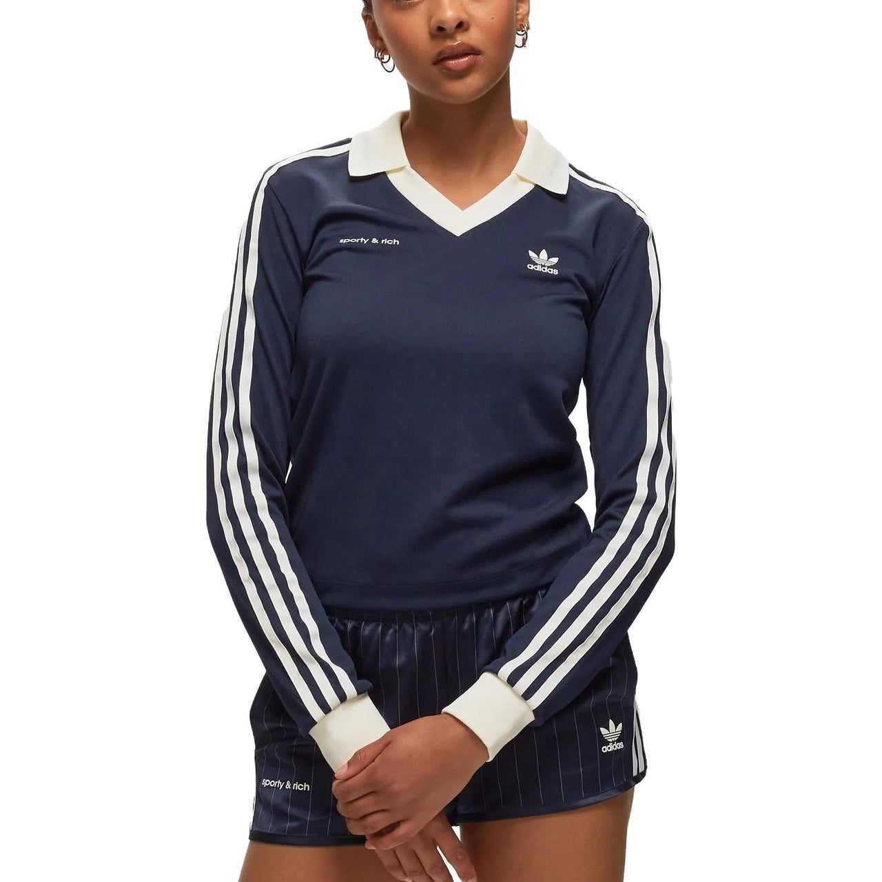 (WMNS) adidas x Sporty & Rich Long Sleeve Jersey 'Navy' IN5248