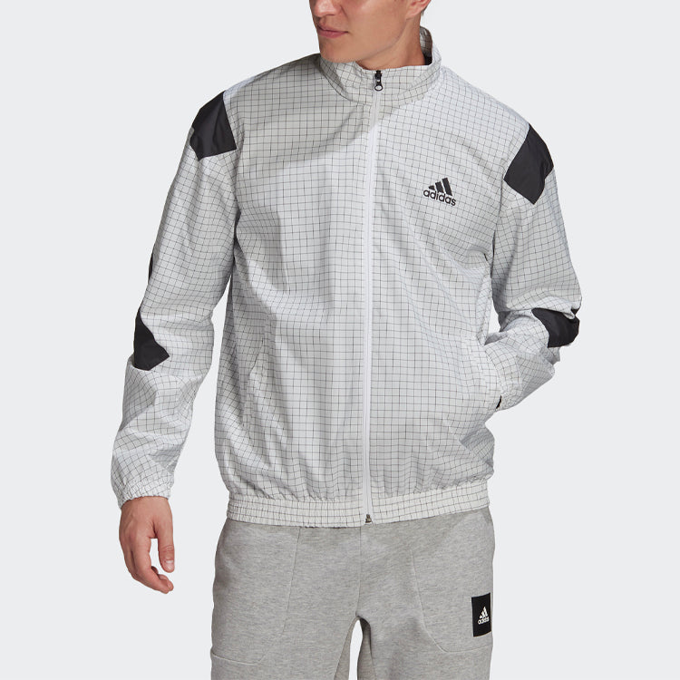 adidas Plaid Pattern Loose Zipper Jacket White GL5689