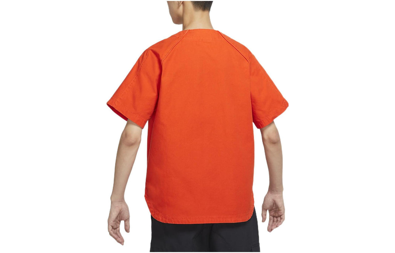 Nike SB Skateboard Solid Color Logo Embroidered Short Sleeve Unisex Orange DQ6283-891