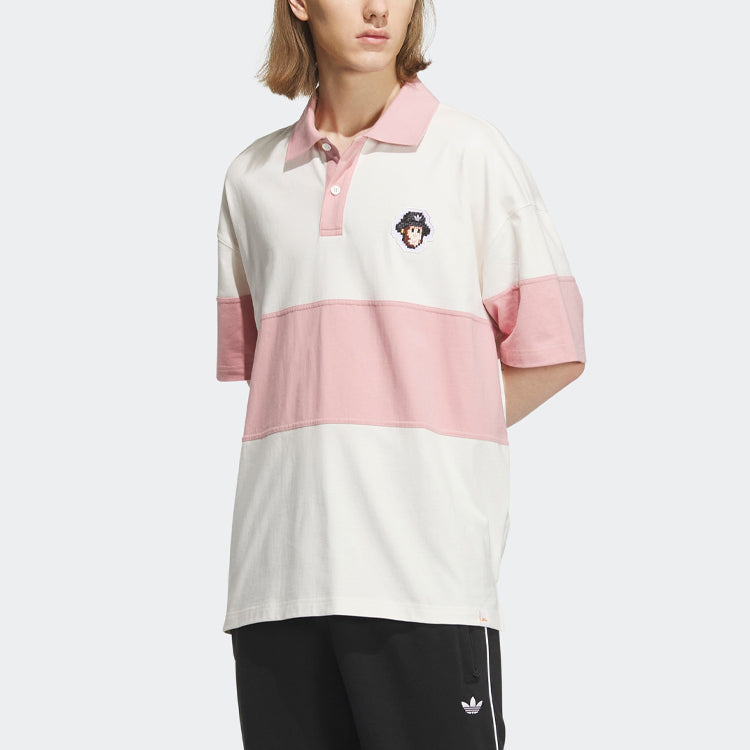 adidas originals x Monkey Kingdom Short Sleeve Polo Shirt 'Pink White' IP1800