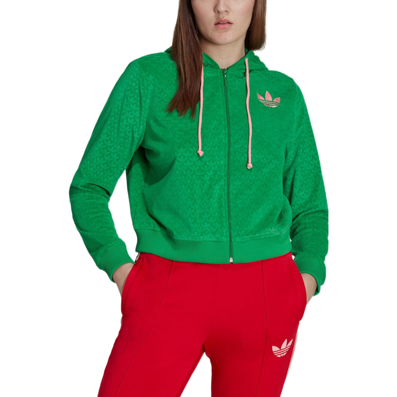 (WMNS) adidas Adicolor Heritage Now Velour Zip Hoodie 'Green' IB2047