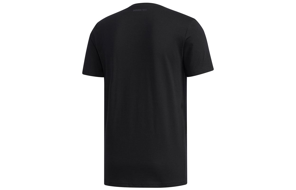 adidas neo Cs Verbiage T Stripe Causual Sports Round Collar Male Black EI4530