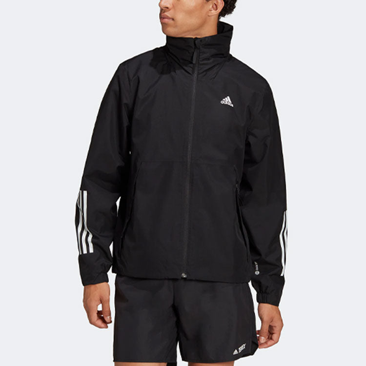 Men's adidas Bsc 3s R.r Jkt Sports Storage Simple Hooded Jacket Black H65773