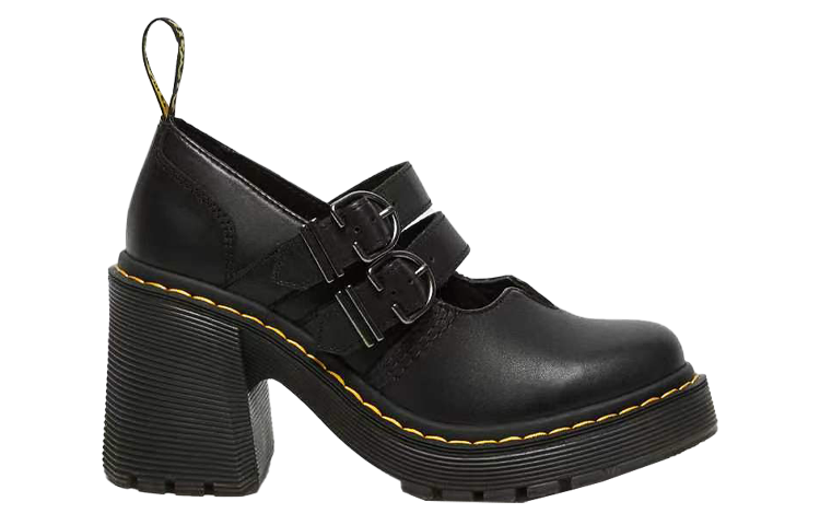 (WMNS) Dr. Martens Eviee Sendal Leather Heeled Shoes 'Black' 27371001