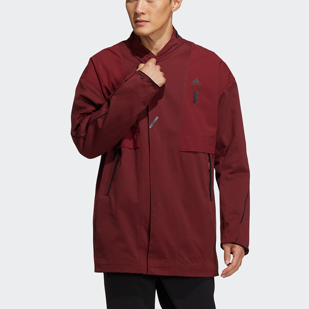 Men's adidas Wj Xia Long Jkt Martial Arts Series Logo Mid-Length Stand Collar Sports Jacket Brick Red HE5122