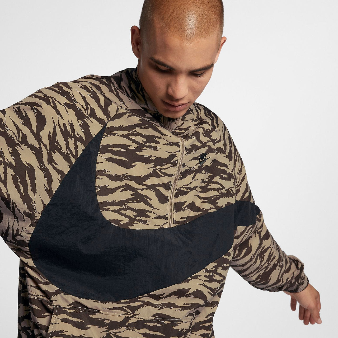 Nike AOP Swoosh Half Zip Woven Jacket 'Brown' AO0862-235