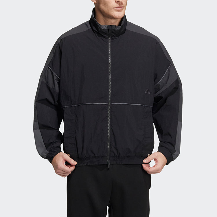 adidas Contrast Color Stitching Long Sleeves Sports Jacket Black HD0077