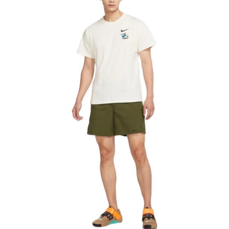 Men's Nike Logo Alphabet Cartoon Pattern Printing Round Neck Short Sleeve White T-Shirt DX6148-133