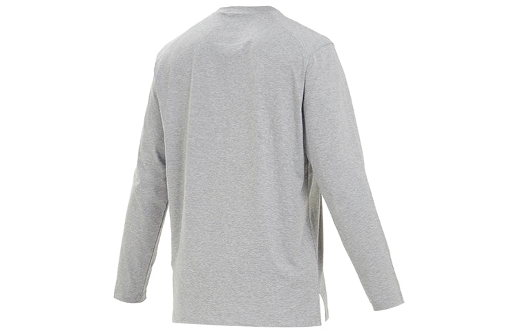 Men's Y-3 Logo Pattern Micro Mark Casual Long Sleeves Round Neck Gray T-Shirt GK4516