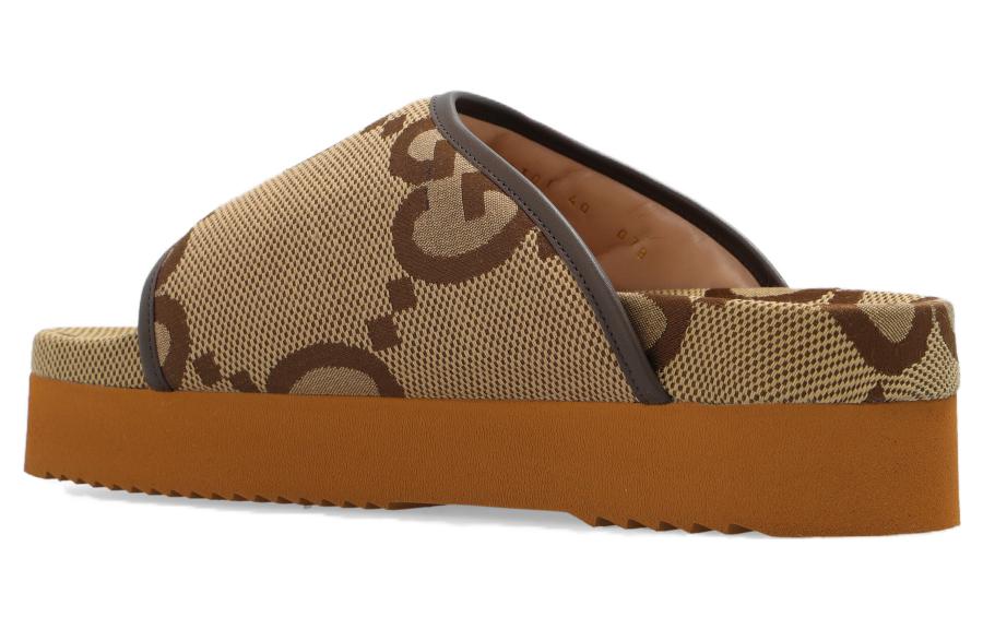 (WMNS) Gucci Jumbo GG Platform Slide 'Camel Ebony Monogram' 700301-UKM60-2593