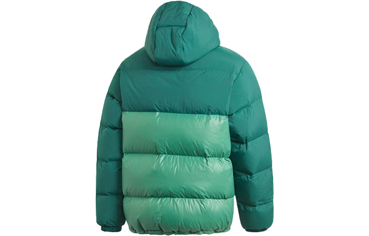 adidas originals Down Regen Puff Stay Warm Splicing Sports hooded down Jacket Green GE1329