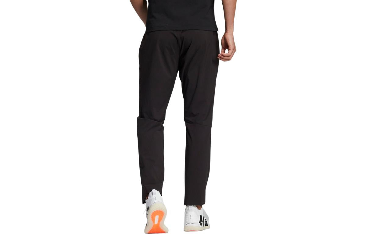 Men's adidas Solid Color Small Logo Straight Sports Pants/Trousers/Joggers Black H13784